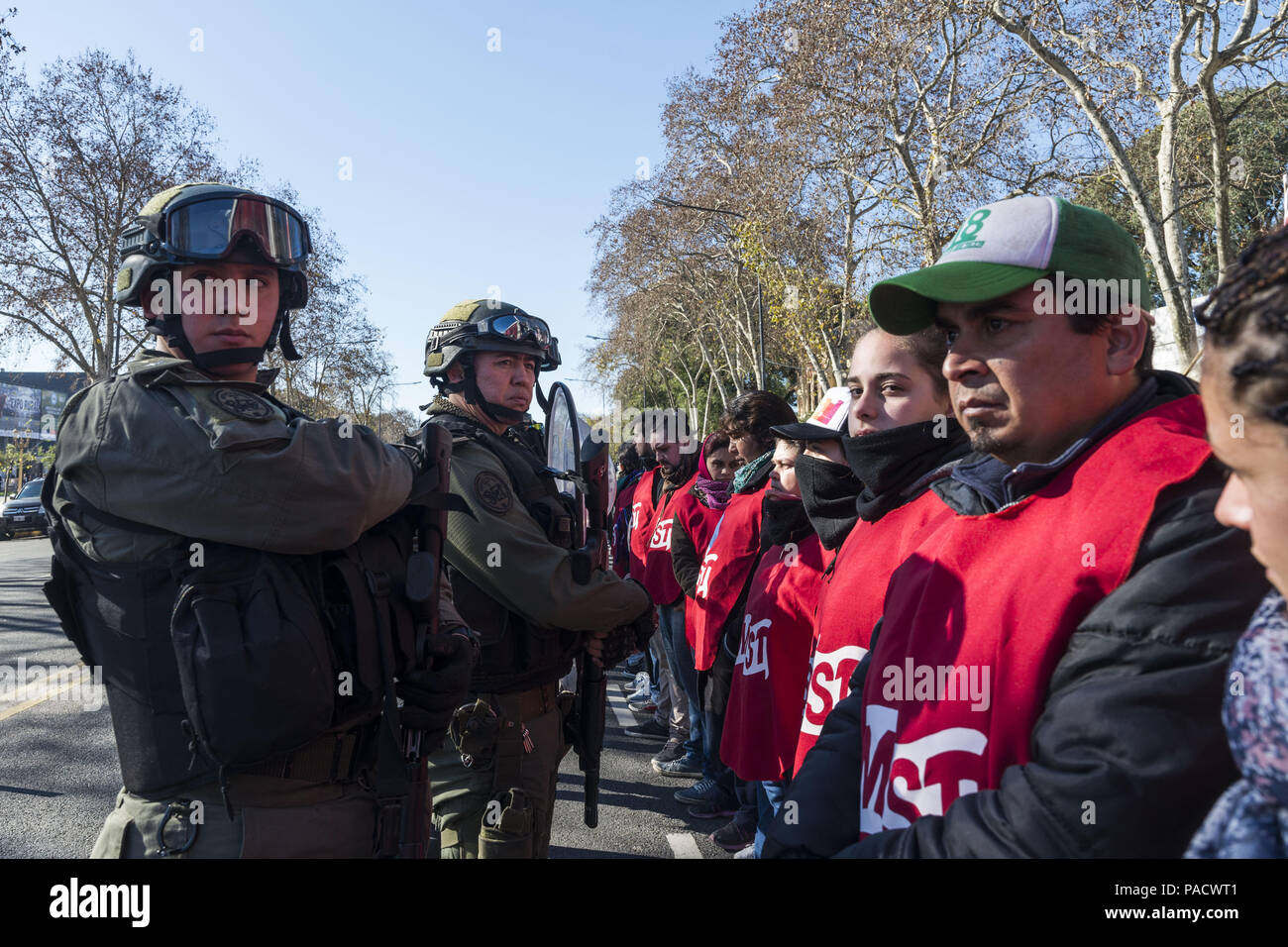 Ville de Buenos Aires, l'ACAB, l'Argentine. 21 juillet, 2018. INT. WorldNews. 21 juillet 2018, Ville de Buenos Aires, Argentine.- l'organisation sociale et politique manifestate contre le G-20 et le directeur général du FMI (Fonds Monétaire International) à Buenos Aires, Argentine. Credit : Julieta Ferrario/ZUMA/Alamy Fil Live News Banque D'Images