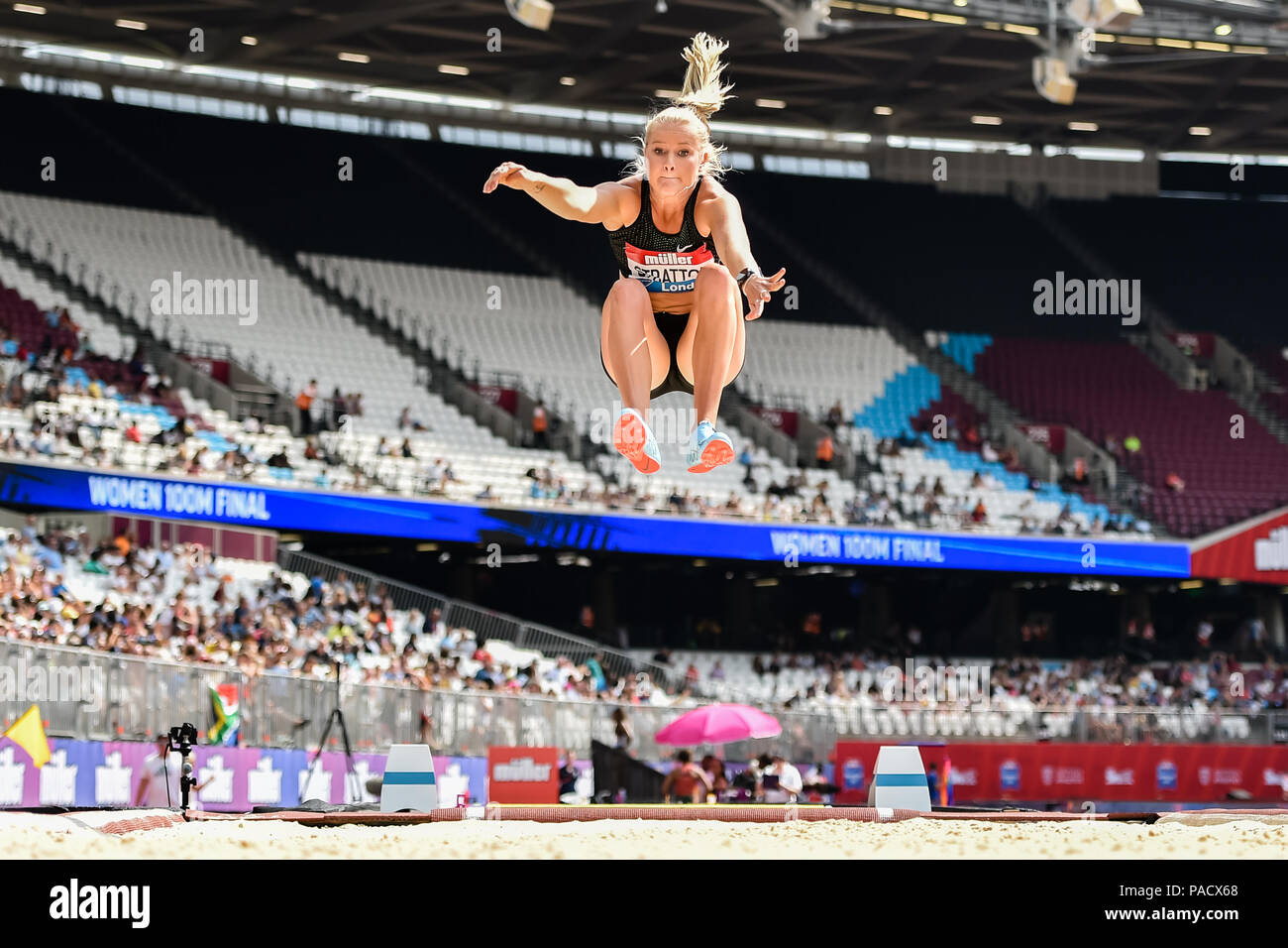 Londres, R.-U... 21 juillet, 2018. Brooke Bratton (AUS) en saut en longueur pendant l'IAAF Diamond League 2018 - Muller Anniversaire Jeux à Londres Stadium le samedi 21 juillet 2018. Londres, Angleterre. Credit : Crédit : Wu G Taka Taka Wu/Alamy Live News Banque D'Images