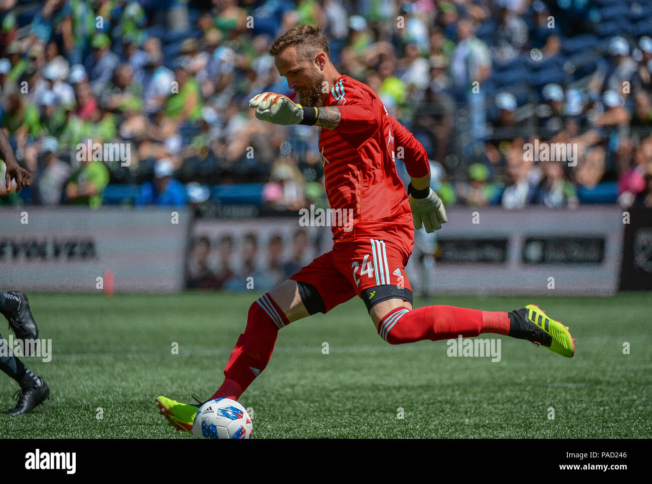 Seattle, Washington, USA. 21 juillet, 2018. STEFAN FREI (24) dans l'action que les Whitecaps de Vancouver visite les Sounders de Seattle pour un match de MLS Siècle Lien Field à Seattle, WA. Crédit : Jeff Halstead/ZUMA/Alamy Fil Live News Banque D'Images