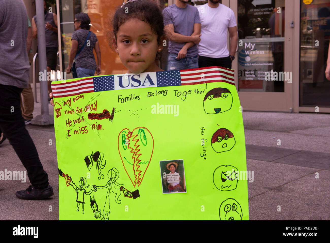 Los Angeles, USA. 21 juillet 2018. Les familles vont ensemble et la glace Mars (Immigration and Customs Enforcement protester à Los Angeles, Californie le 21 juillet 2018. Malgré la fin des séparations familiales à des frontières américaines beaucoup d'enfants qui ont été enlevés à leurs parents ne sont toujours pas réunis avec leur famille. Crédit : Aydin Palabiyikoglu Palabiyikoglu Crédit : Aydin/Alamy Live News Banque D'Images