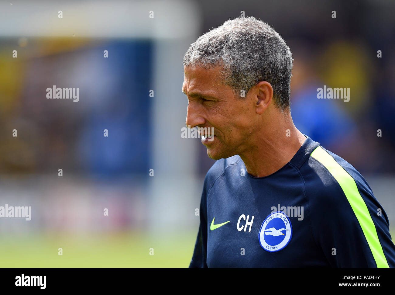 Londres, Royaume-Uni. 21 Juillet 2018 : Brighton & Hove Albion's Manager Chris Hughton avant l'amical d'avant saison contre l'AFC Wimbledon au Cherry Red Records Stadium, Londres, Royaume-Uni. Ashley:crédit Western/Alamy Live News Banque D'Images