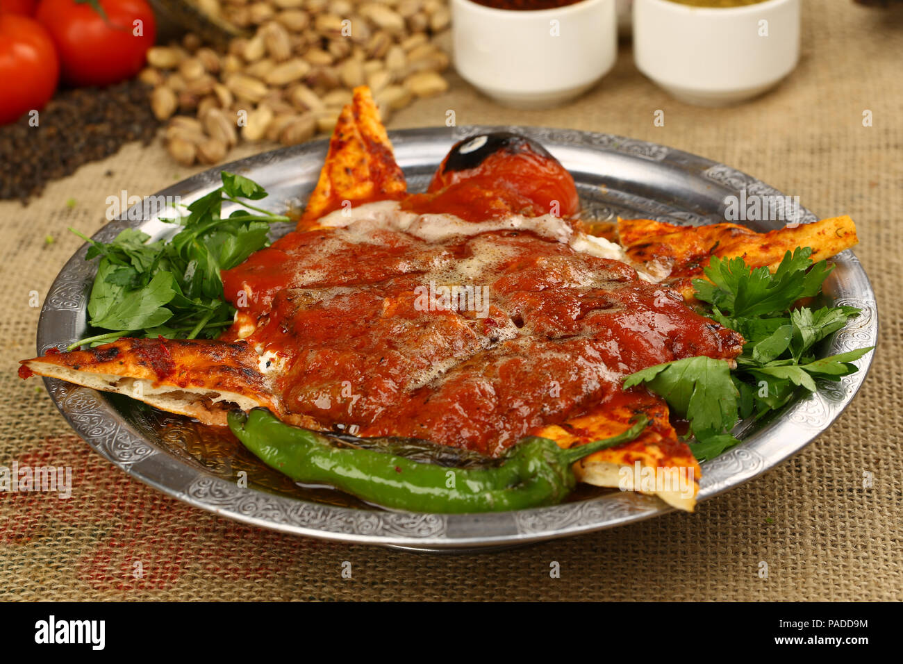 Iskender kebab turc Banque D'Images