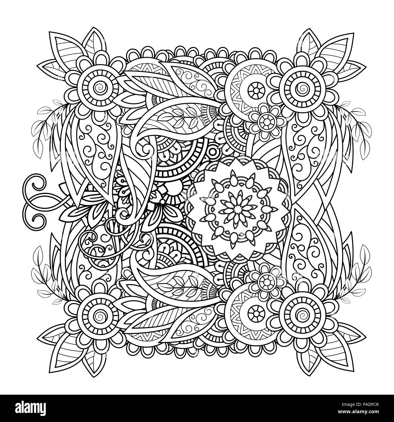 Des profils coloriage avec motif fleurs. Doodle noir et blanc floral mandala. Vector illustration art ligne Bouquet isolé sur fond blanc. Illustration de Vecteur Des profils coloriage avec motif fleurs. Doodle noir et blanc floral mandala. Vector illustration art ligne Bouquet isolé sur fond blanc. Illustration de Vecteur