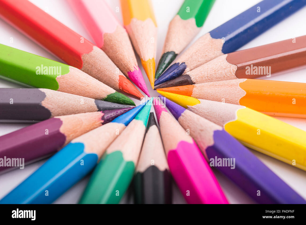 Crayons de couleur isolé sur fond blanc. Close-up Banque D'Images