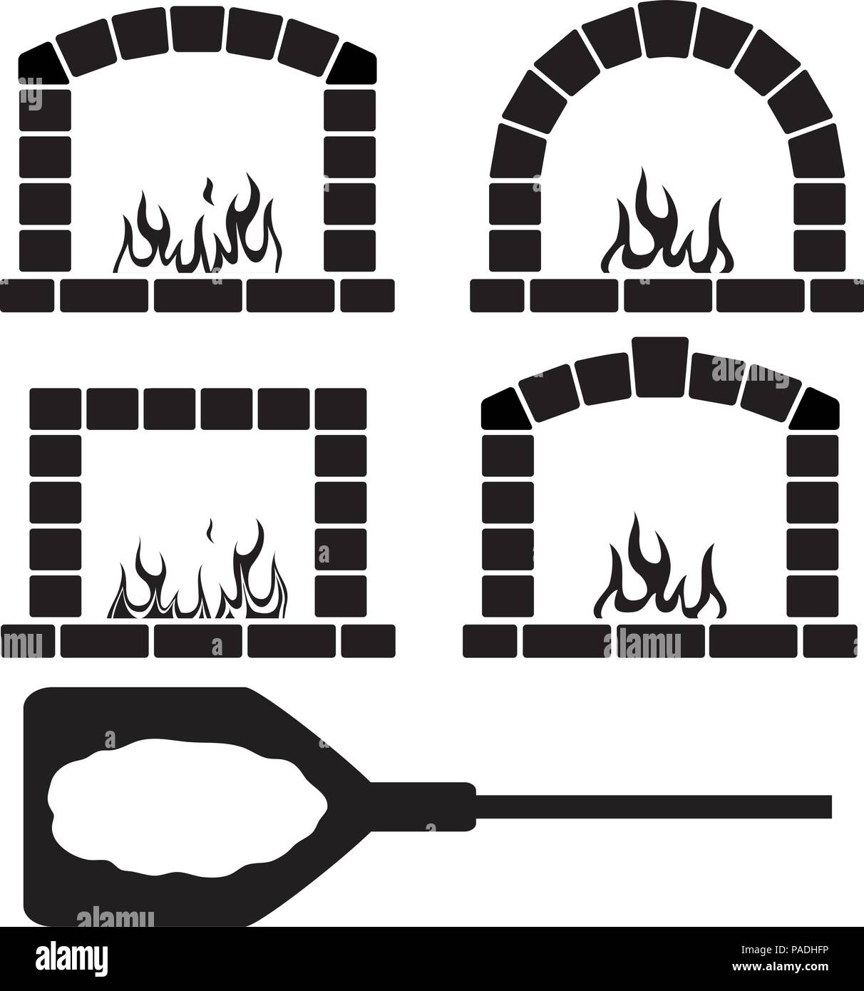 Vector clipart noir et blanc ensemble d'ondes avec un feu brûlant et pizza sur une pelle, symbole ou graphisme restaurant pizzeria Illustration de Vecteur Vector clipart noir et blanc ensemble d'ondes avec un feu brûlant et pizza sur une pelle, symbole ou graphisme restaurant pizzeria Illustration de Vecteur