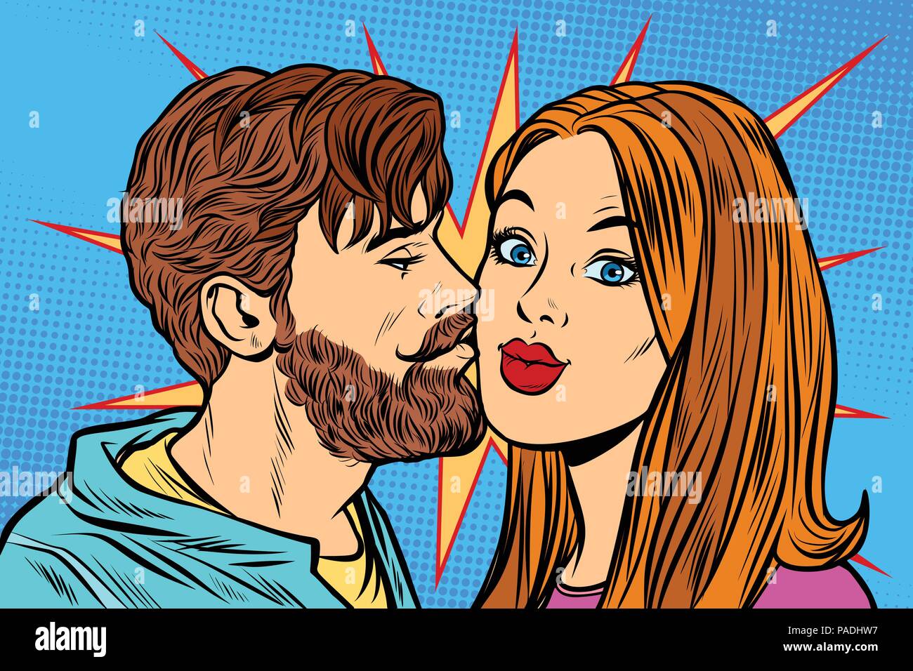 Homme Femme couple kissing Illustration de Vecteur
