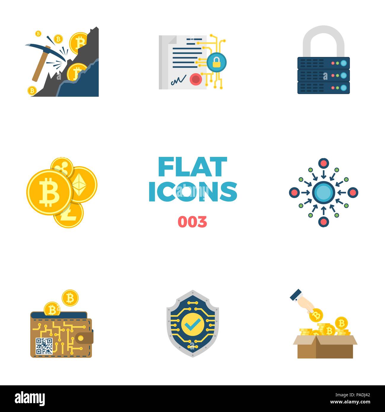 Blockchain Cryptocurrency et télévision d'icônes. Illustration de Vecteur