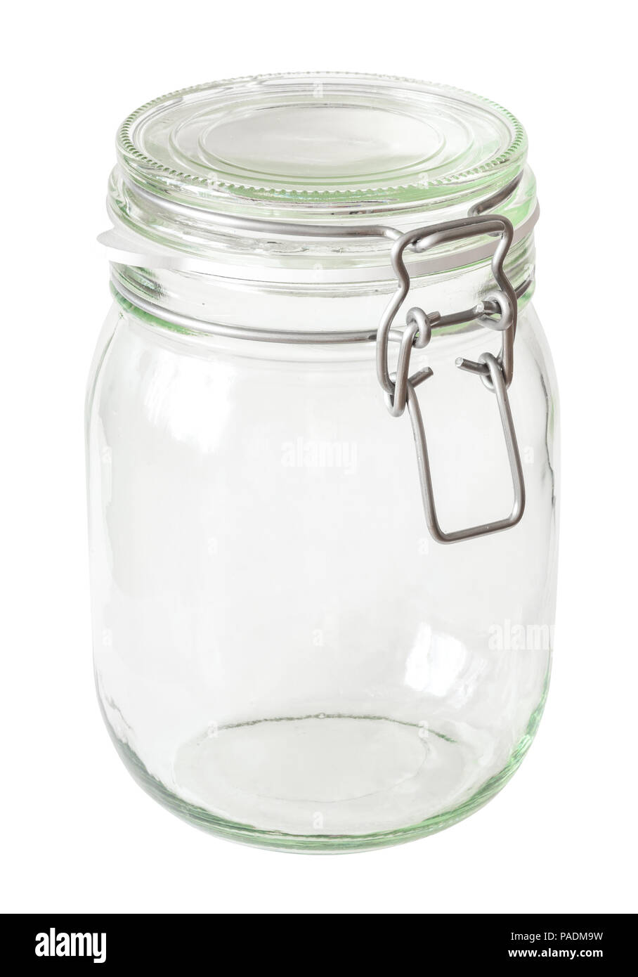 Pot en verre avec couvercle isolé sur blanc avec clipping path Banque D'Images
