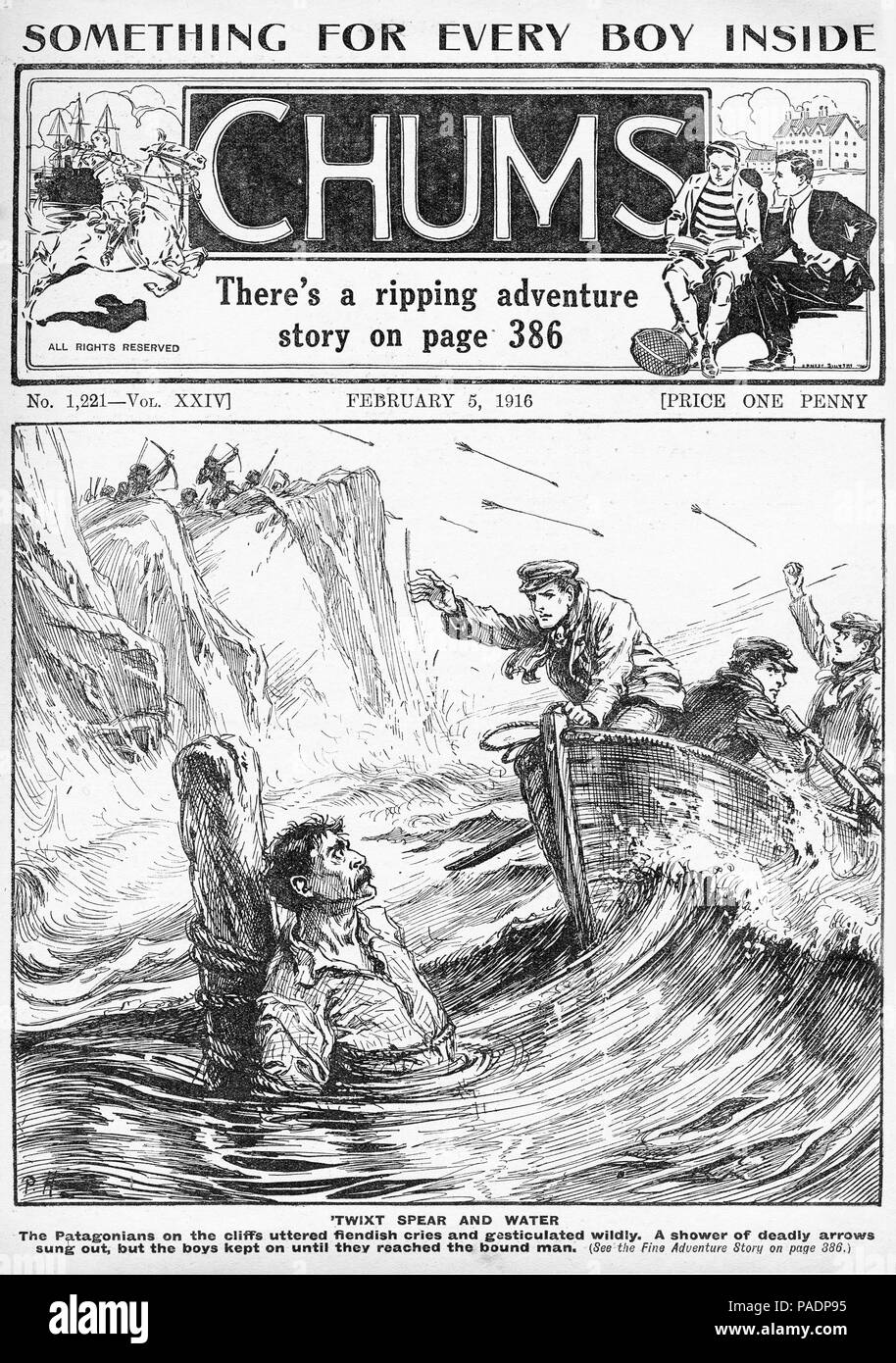 Une couverture typique pour une lancée, l'illustre magazine hebdomadaire pour les garçons, 5 février 1916. Banque D'Images