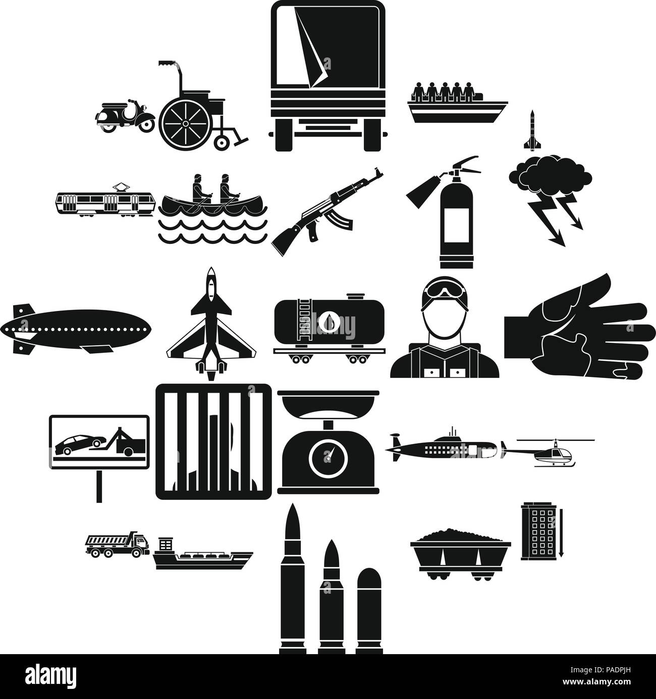 Faire glisser les icônes de style simple, jeu Illustration de Vecteur
