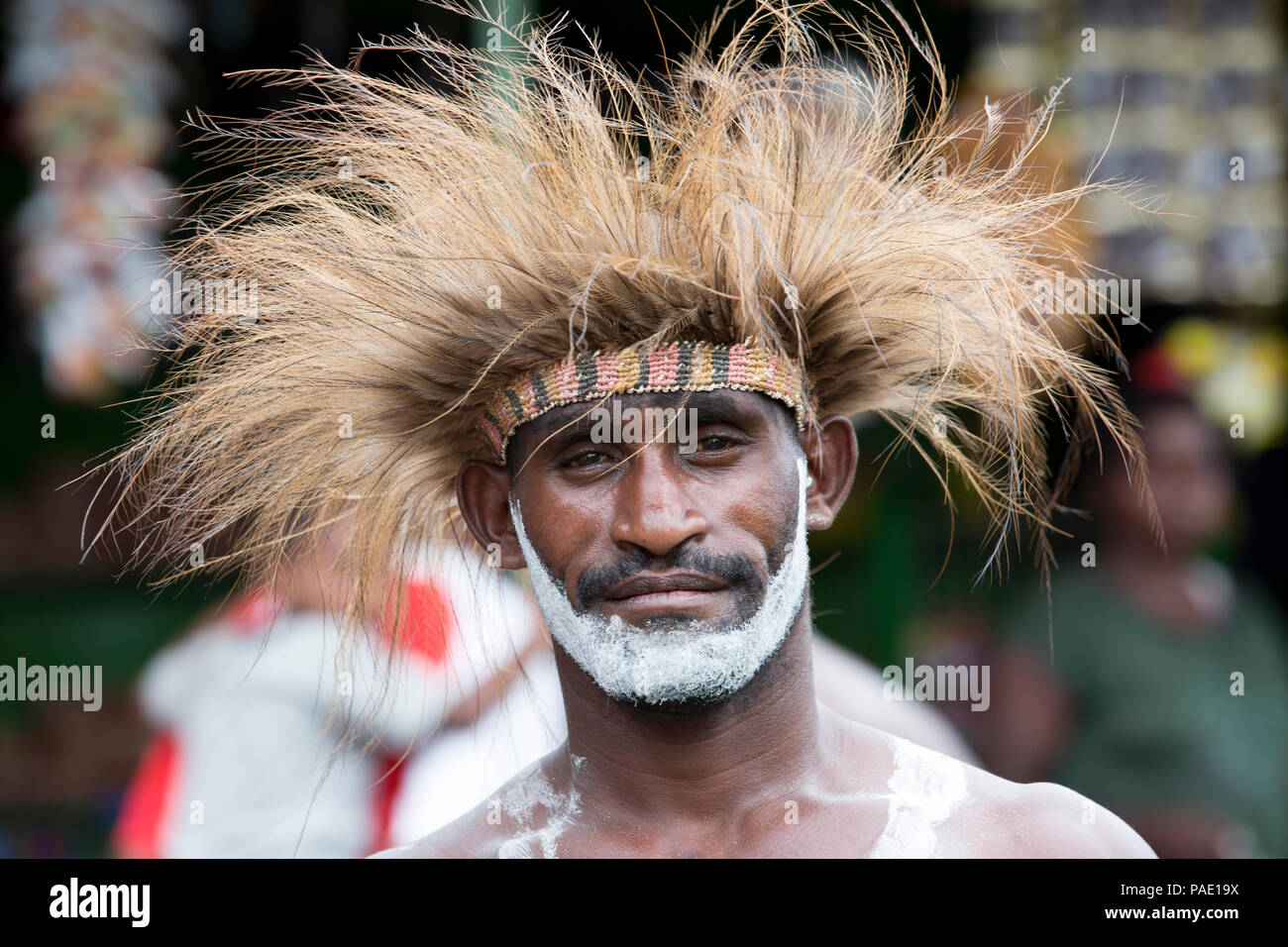 Portrait, Tribu Asmat Agats, Village, ouest de Nouvelle Guinée, Papouasie, Indonésie Banque D'Images