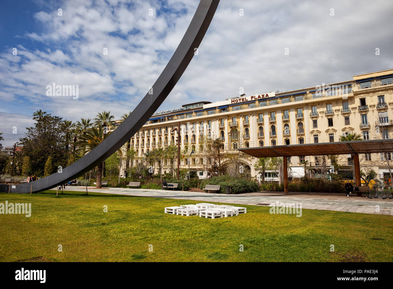 France, Nice, l'Hôtel Plaza de Albert I Jardin - Jardin Albert 1er Banque D'Images