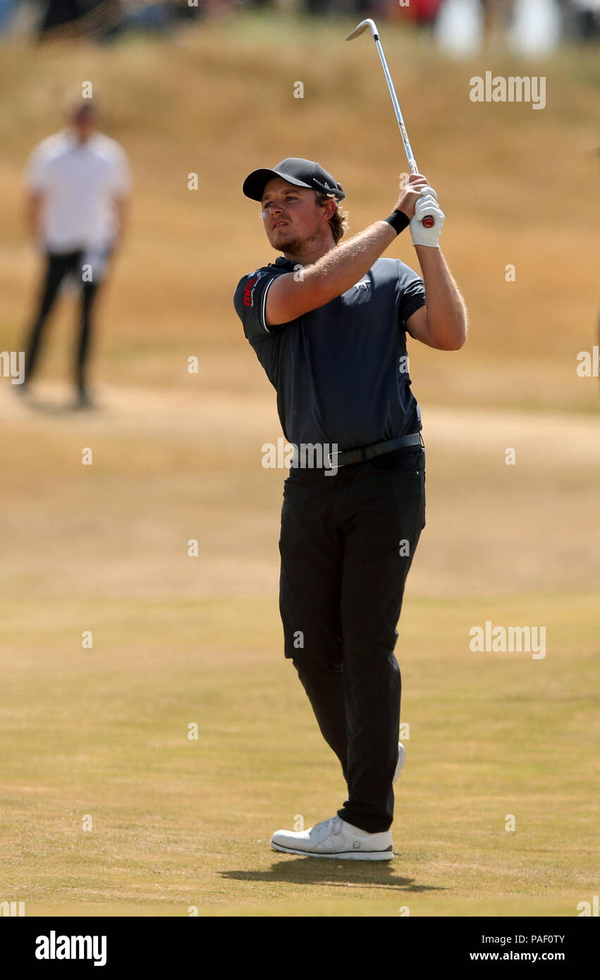 England's Eddie Pepperell au cours de la quatrième journée de l'Open Championship 2018 à Carnoustie Golf Links, Angus. Banque D'Images