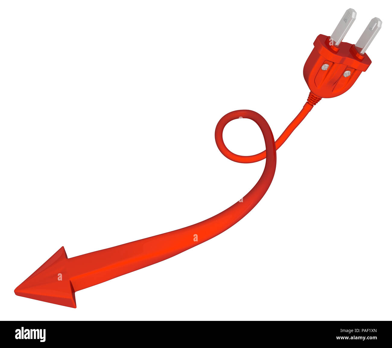 Flèche symbolique rouge fiche du câble d'alimentation électrique ...