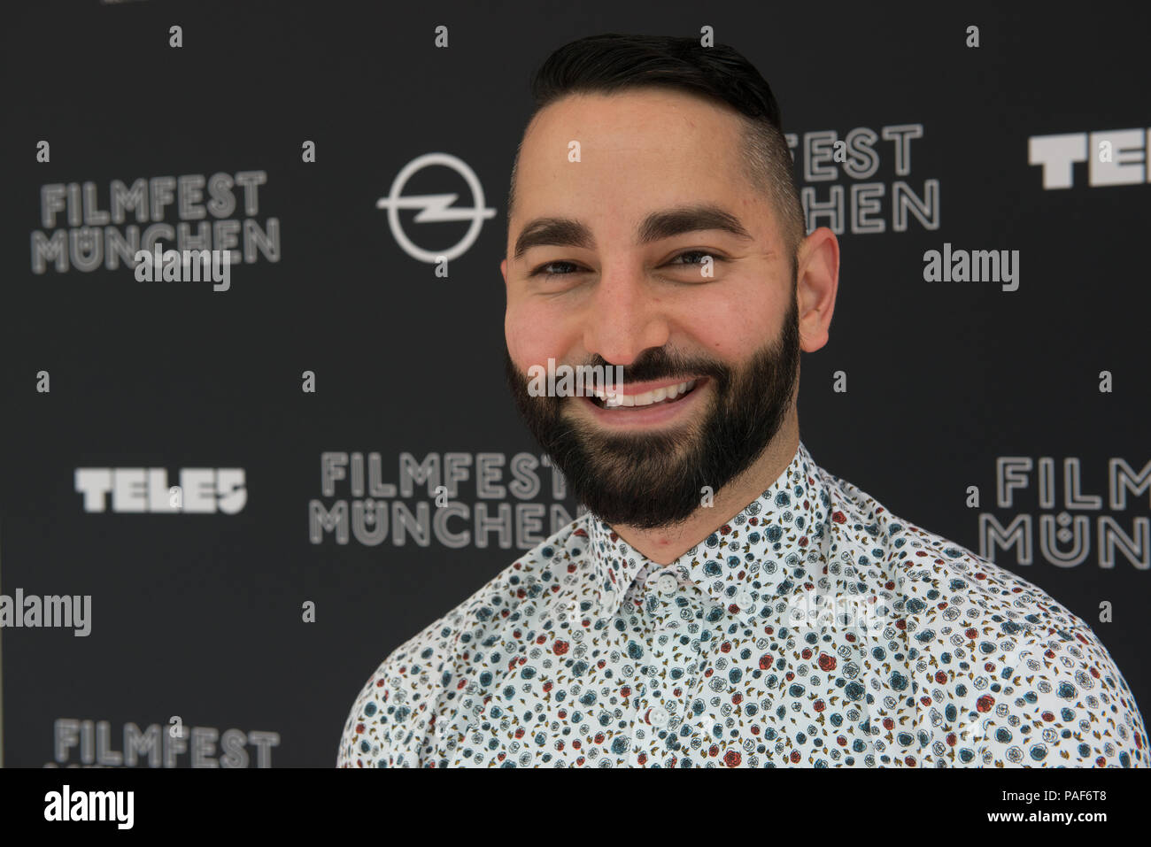 Producteur Sev Ohanian lors d'un photocall avant la projection de son film 'Searching' pendant le Filmfest München 2018 Banque D'Images