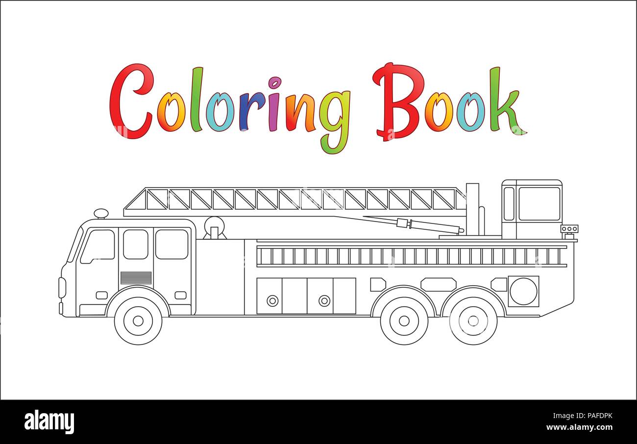 Camion à incendie Coloring Book vecteur. Pages à colorier pour les enfants illustration vecteur EPS 10. Illustration de Vecteur