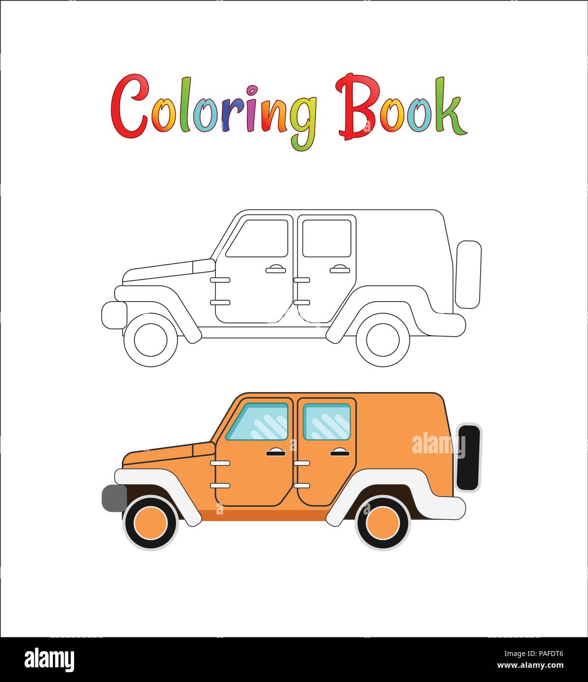 Safari Jeep Wrangler. Pages à colorier pour les enfants illustration vecteur EPS 10. Illustration de Vecteur