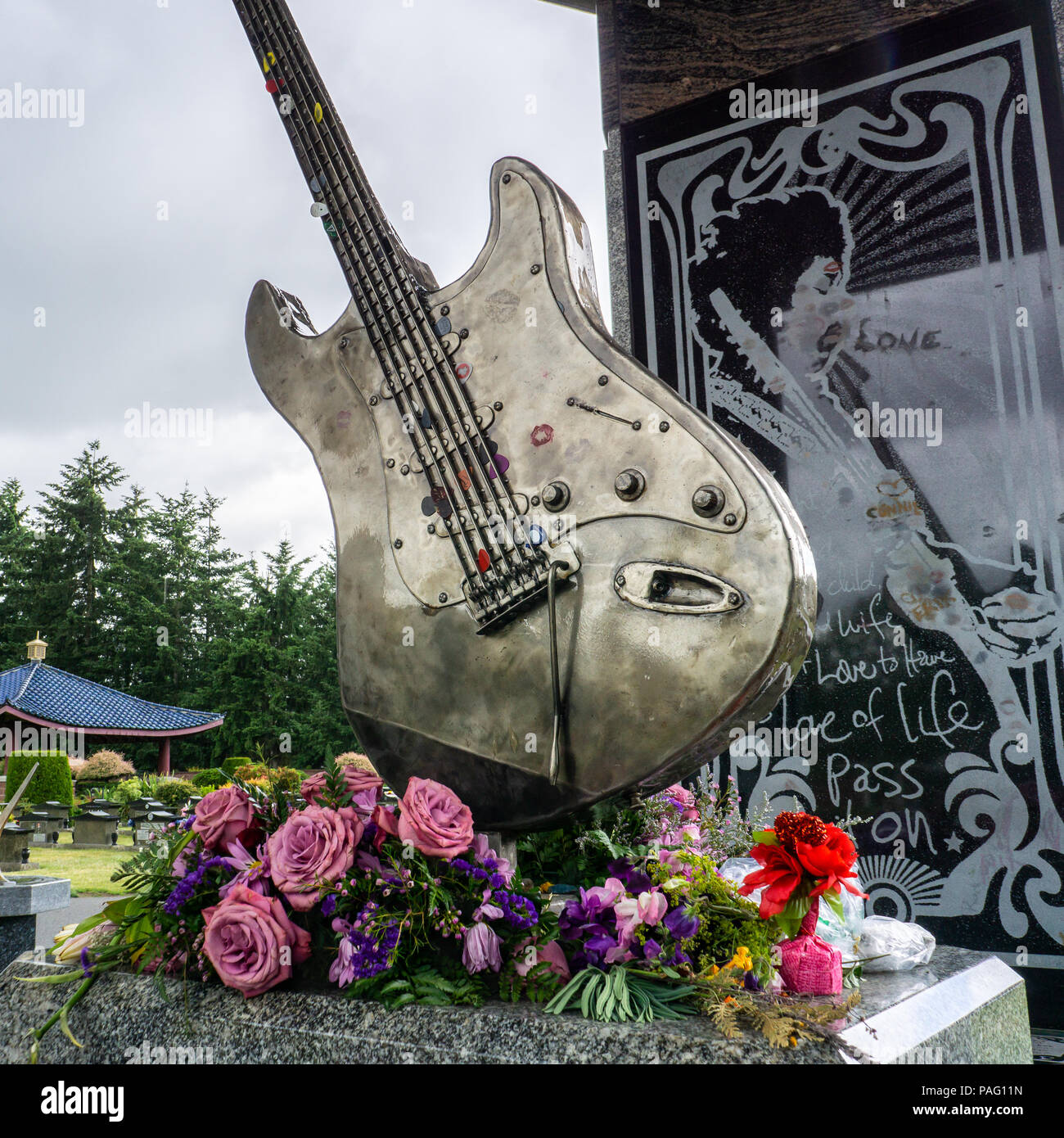 Mémorial Jimi Hendrix avec la sculpture d'une Fender Stratocaster, sa  guitare électrique, Seattle, Seattle, WA, USA Photo Stock - Alamy