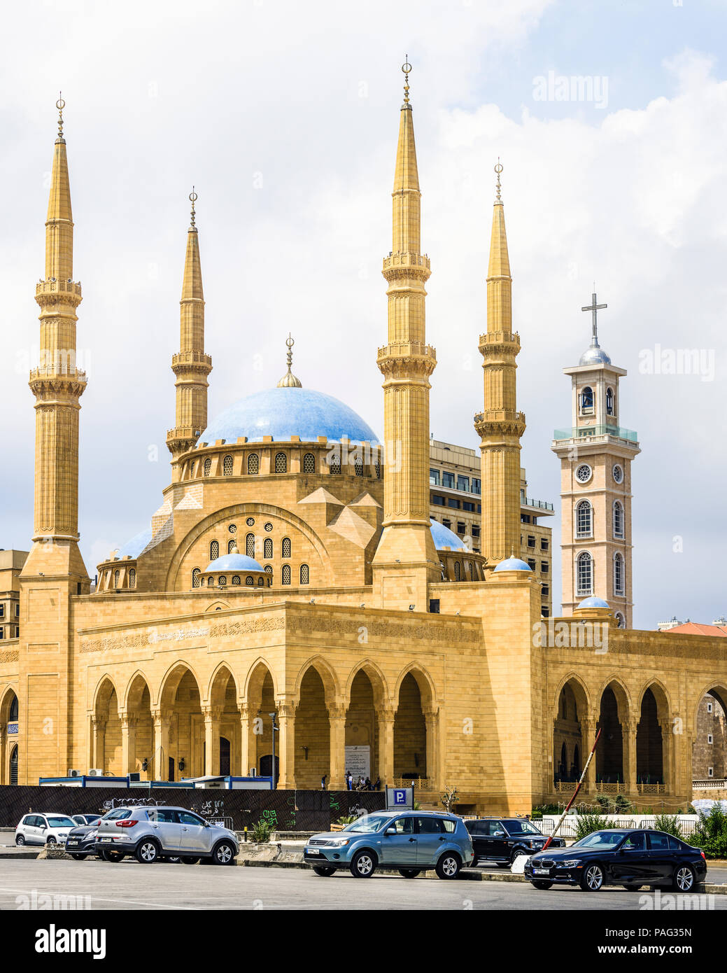 Mohammad al-Amin mosque et Saint Georges cathédrale maronite, Beirut Central district centre-ville de Beyrouth, Liban Banque D'Images