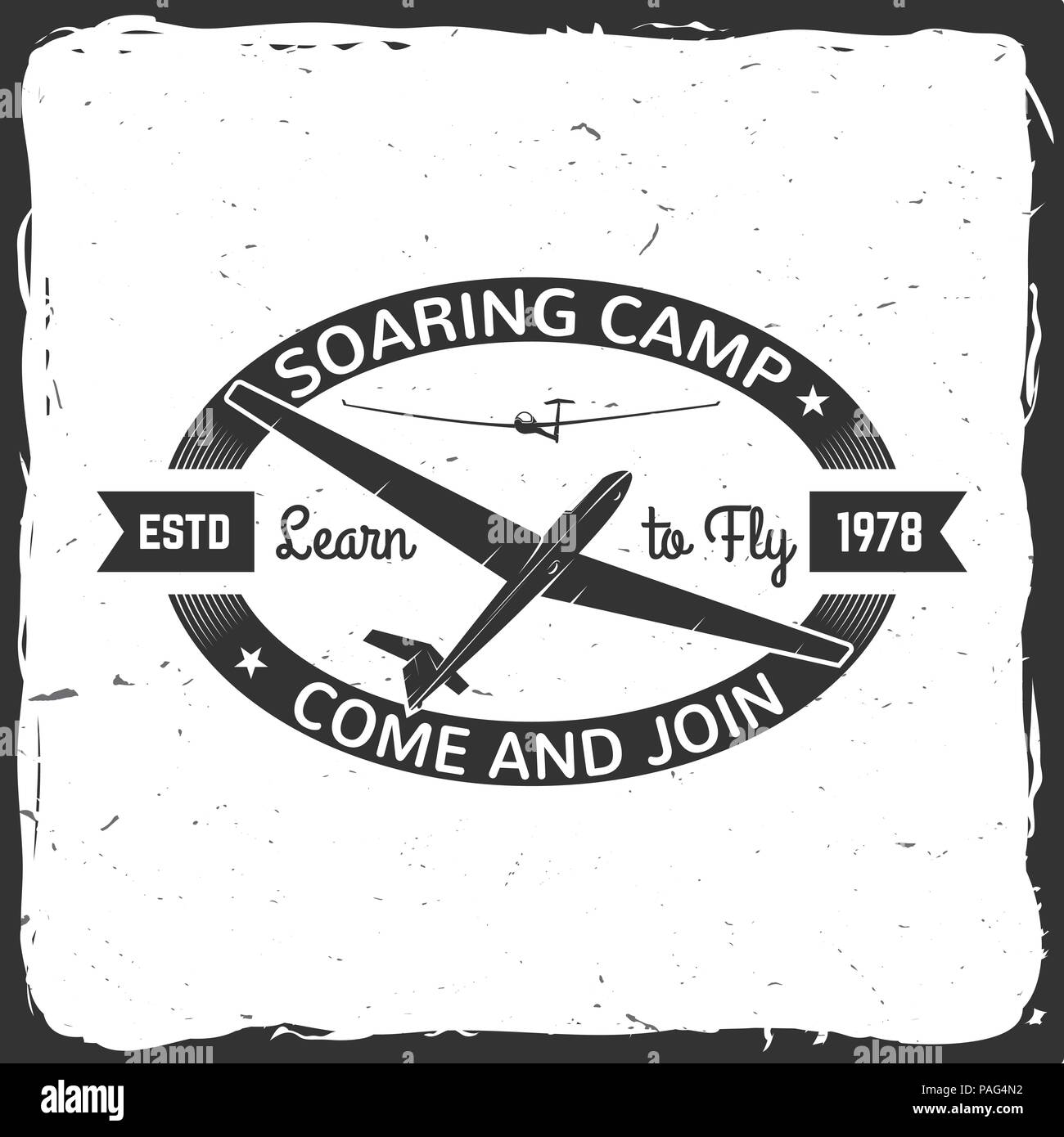 Planeur rétro camp badge. Concept pour chemise, imprimer, joint, surimpression ou l'estampillage. Typographie design- stock vector. Planeur la conception des camps avec des planeurs silhouet Illustration de Vecteur