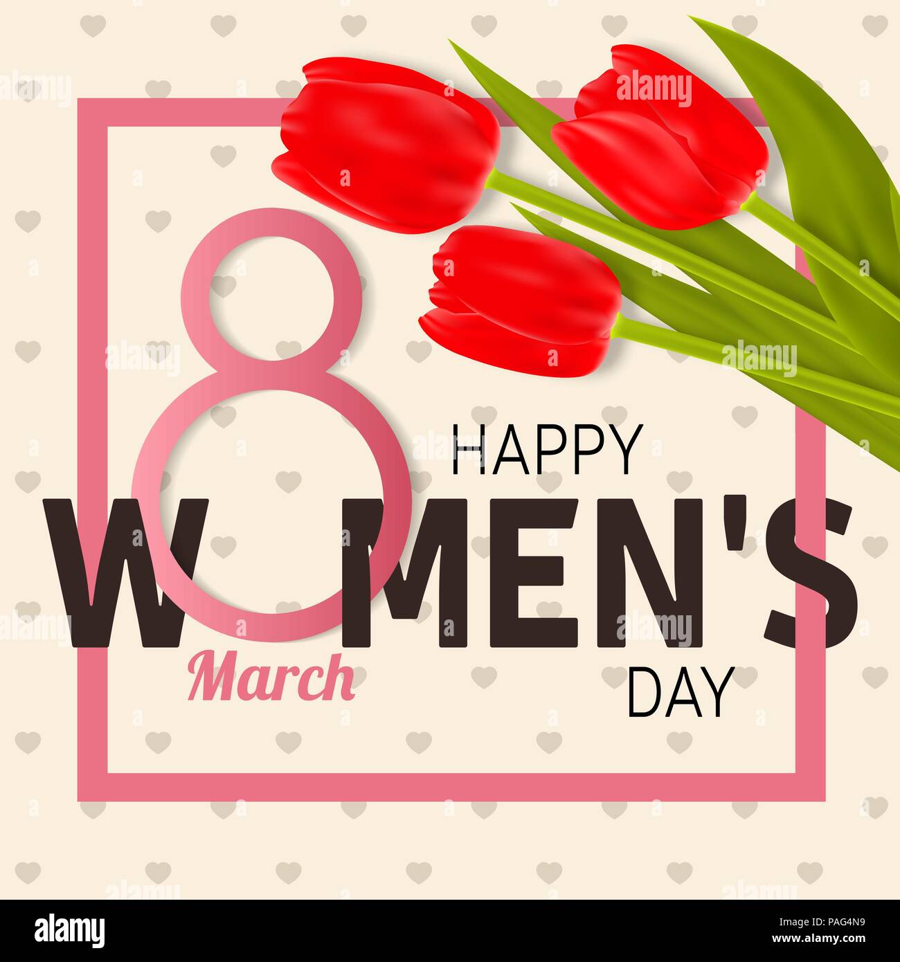 Happy Women s jour Carte de souhaits avec des tulipes. Vector illustration . Illustration de Vecteur