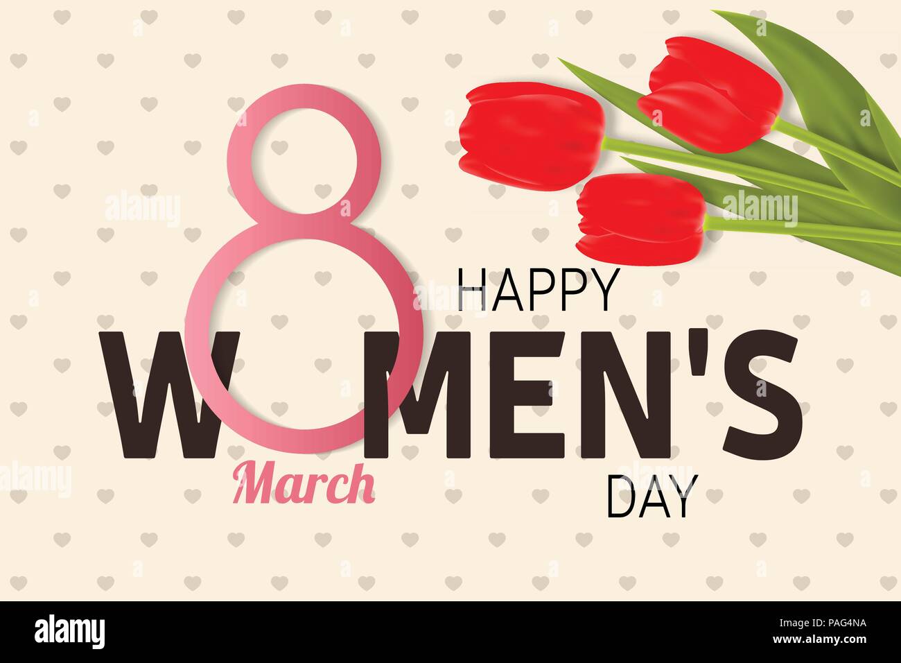 Happy Women s jour Carte de souhaits avec des tulipes. Vector illustration . Illustration de Vecteur