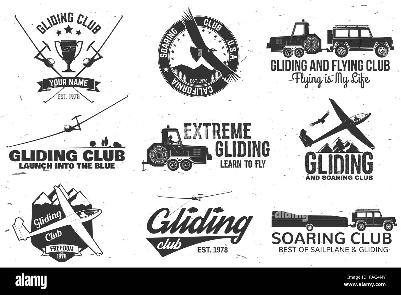 Club de vol de badge rétro. Concept pour chemise, imprimer, joint, surimpression ou l'estampillage. Typographie design- stock vector. Illustration de Vecteur