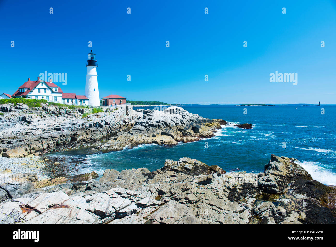 Portland Head Lighthouse à Fort Williams Park, Maine, USA. Banque D'Images