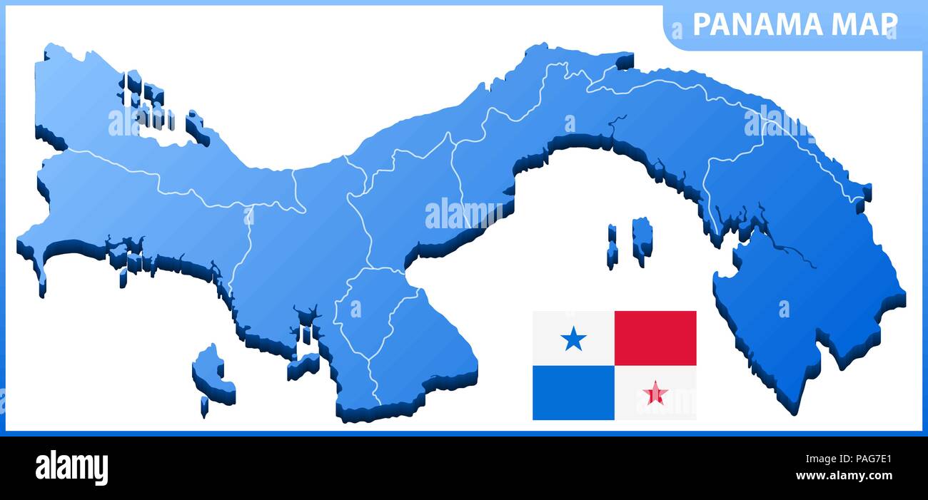 Carte tridimensionnelle très détaillées du Panama. Division administrative. Illustration de Vecteur