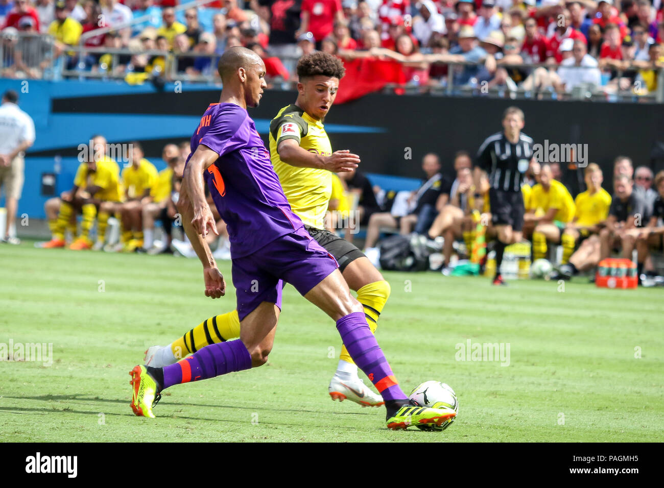 Charlotte, Caroline du Nord, USA. 22 juillet, 2018. Action de jeu au cours d'un match de Coupe des champions internationaux de Bank of America Stadium à Charlotte, NC. Du Borussia Dortmund Bundesliga allemande battre Liverpool de l'English Premier League 3 à 1. Crédit : Jason Walle/ZUMA/Alamy Fil Live News Banque D'Images
