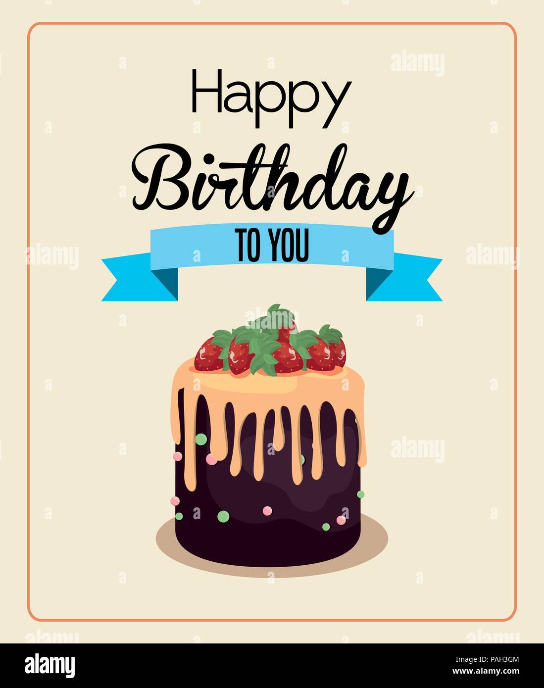 Joyeux Anniversaire A Vous Et Ruban Carte Decoration Gateau Vector Illustration Image Vectorielle Stock Alamy