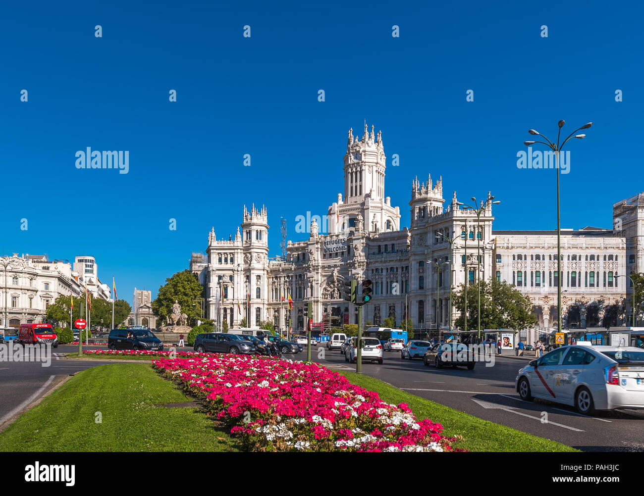 MADRID, ESPAGNE - 26 septembre 2017 : La Cybèle Palace (hôtel de ville). L'espace de copie pour le texte Banque D'Images