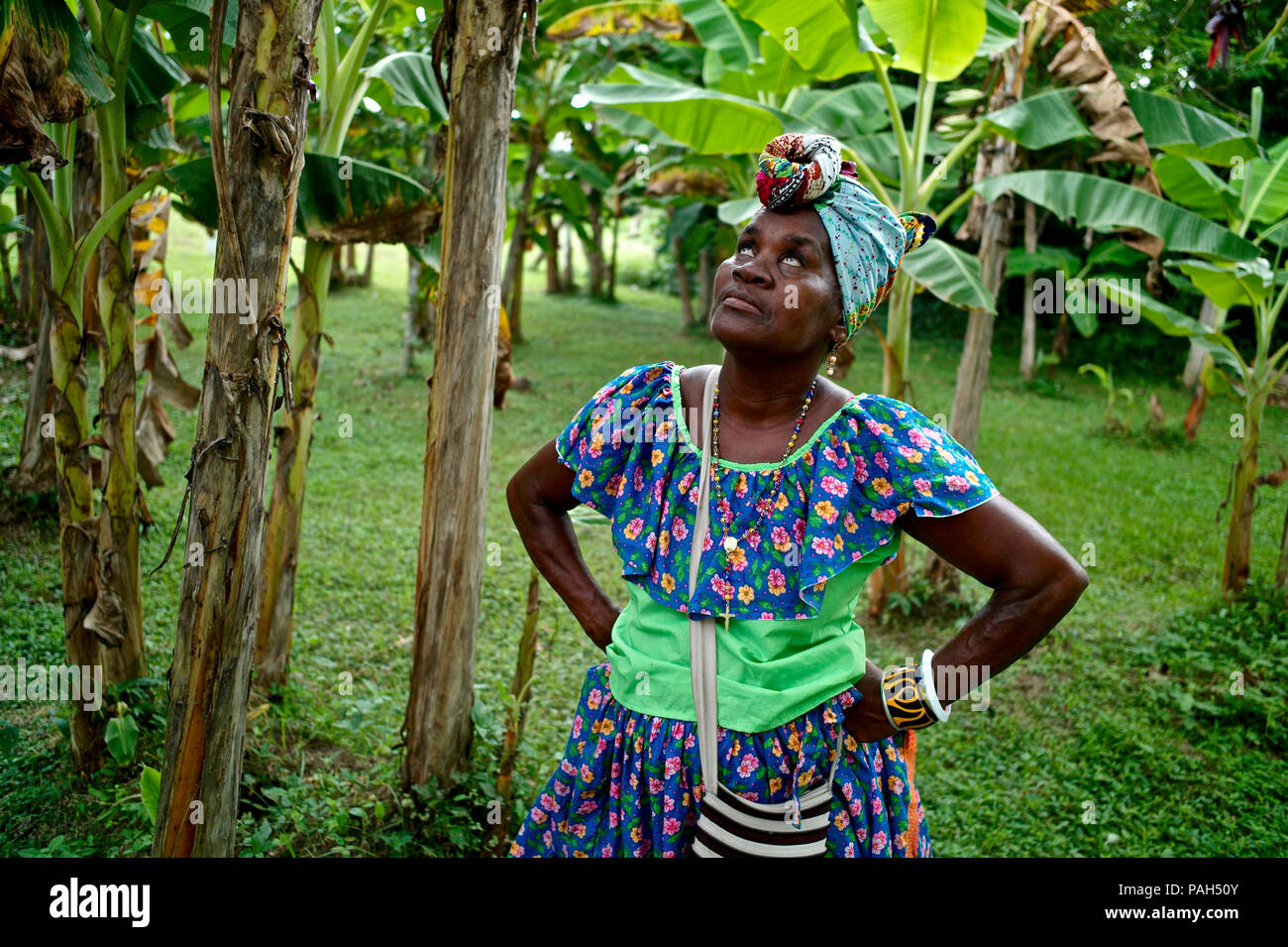 La Burgos, Alegres Ambulancias de San Basilio de Palenque, afro-colombiennes, musicien, à l'extérieur, palenquera, dialecte, Banque D'Images