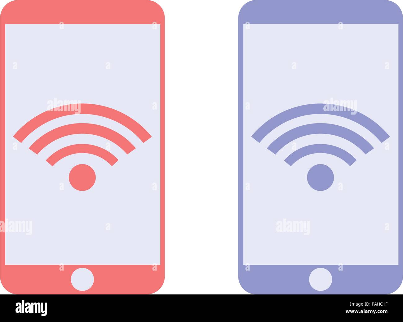 Téléphone mobile connecté à l'icône Wi-Fi sur un fond blanc Illustration de Vecteur