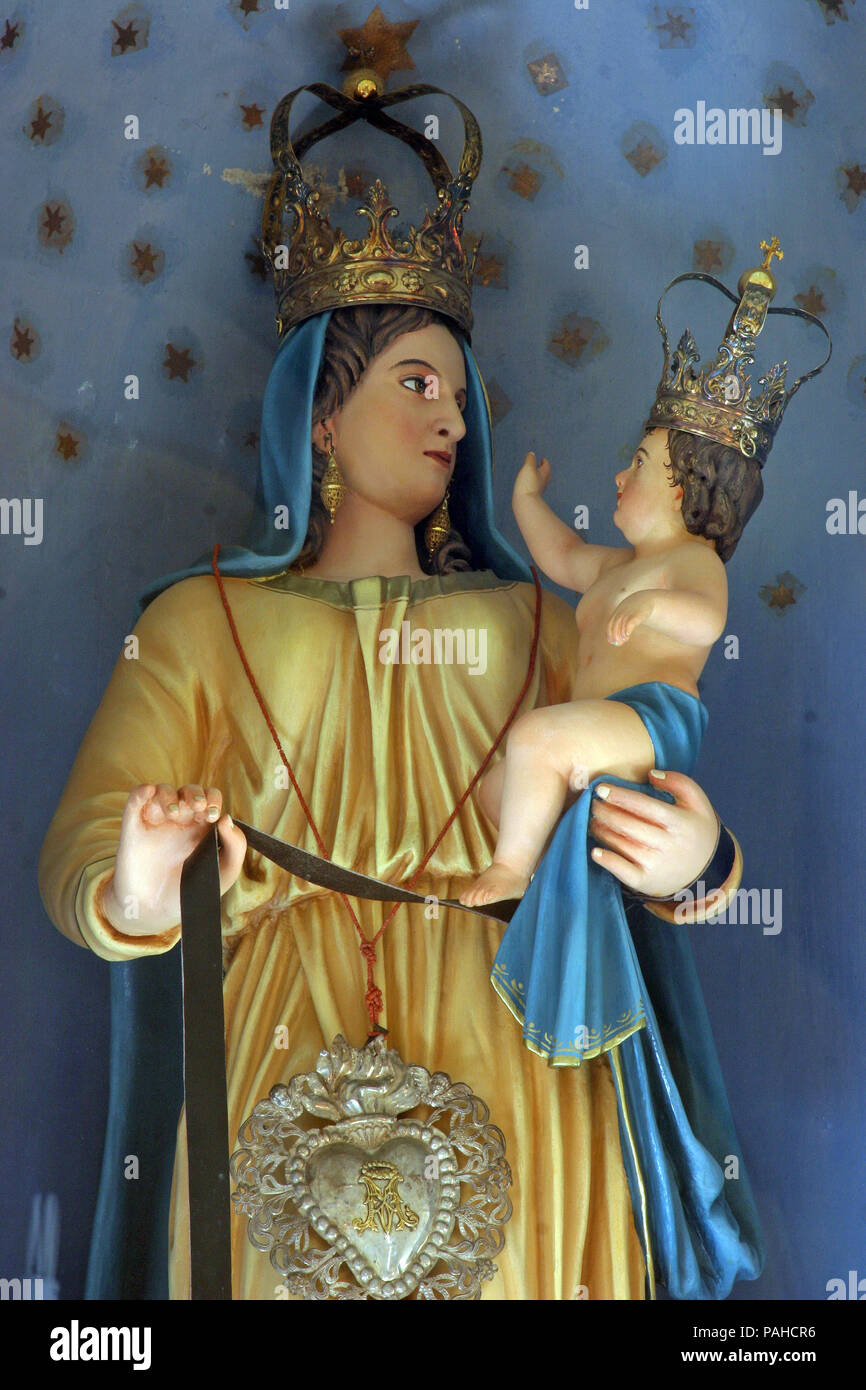 Vierge Marie avec l'enfant Jésus, Notre Dame de Consolation autel dans l'église Saint Michel à Korcula, Île de Korcula, Croatie Banque D'Images