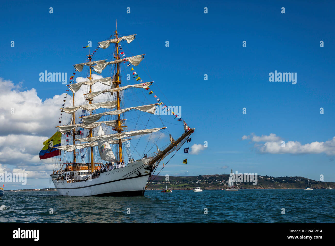 Equadorian trois maîtres-tall ship Guayas voile de la baie de Dublin Banque D'Images