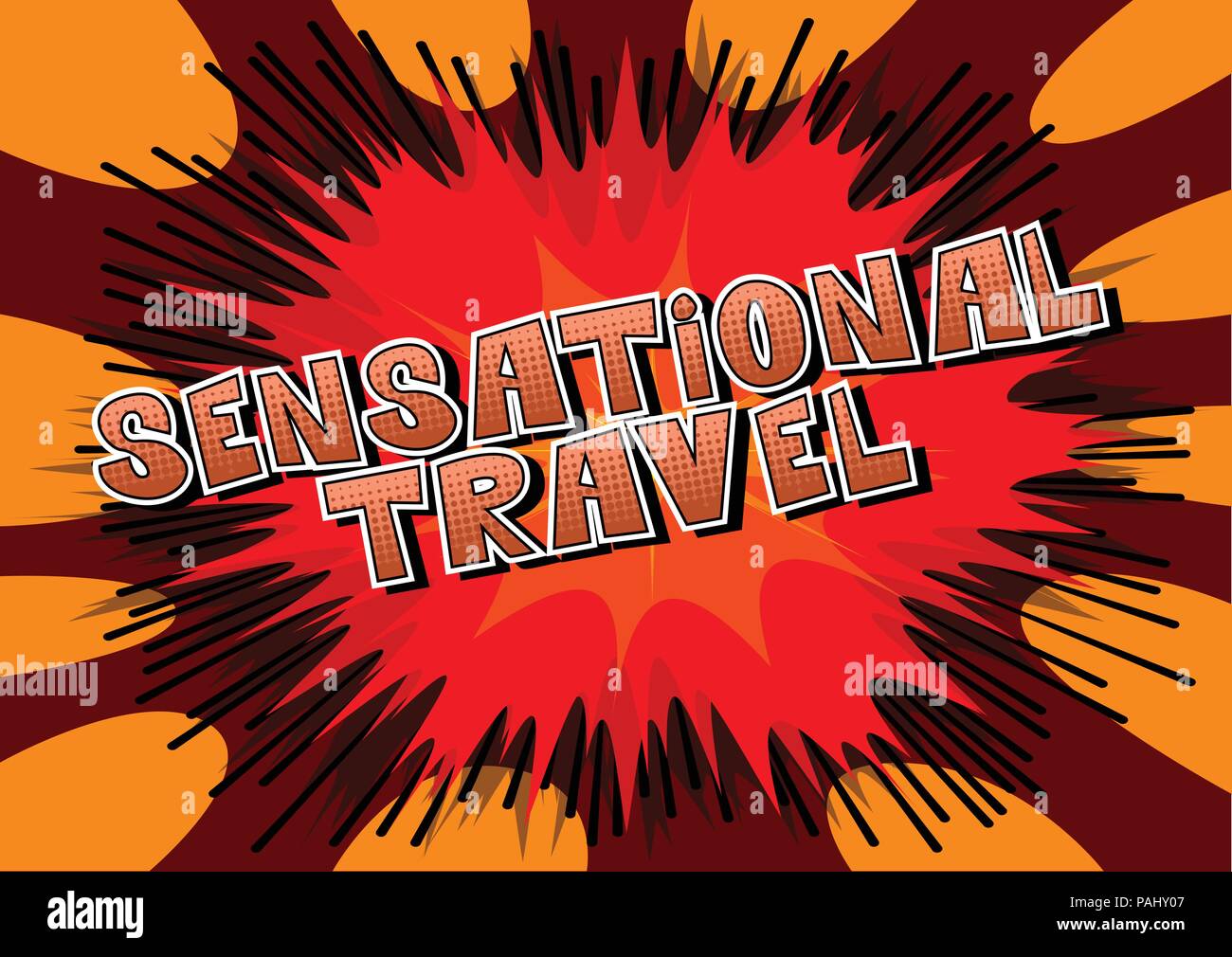 Voyage sensationnel - comic book style word sur fond abstrait. Illustration de Vecteur