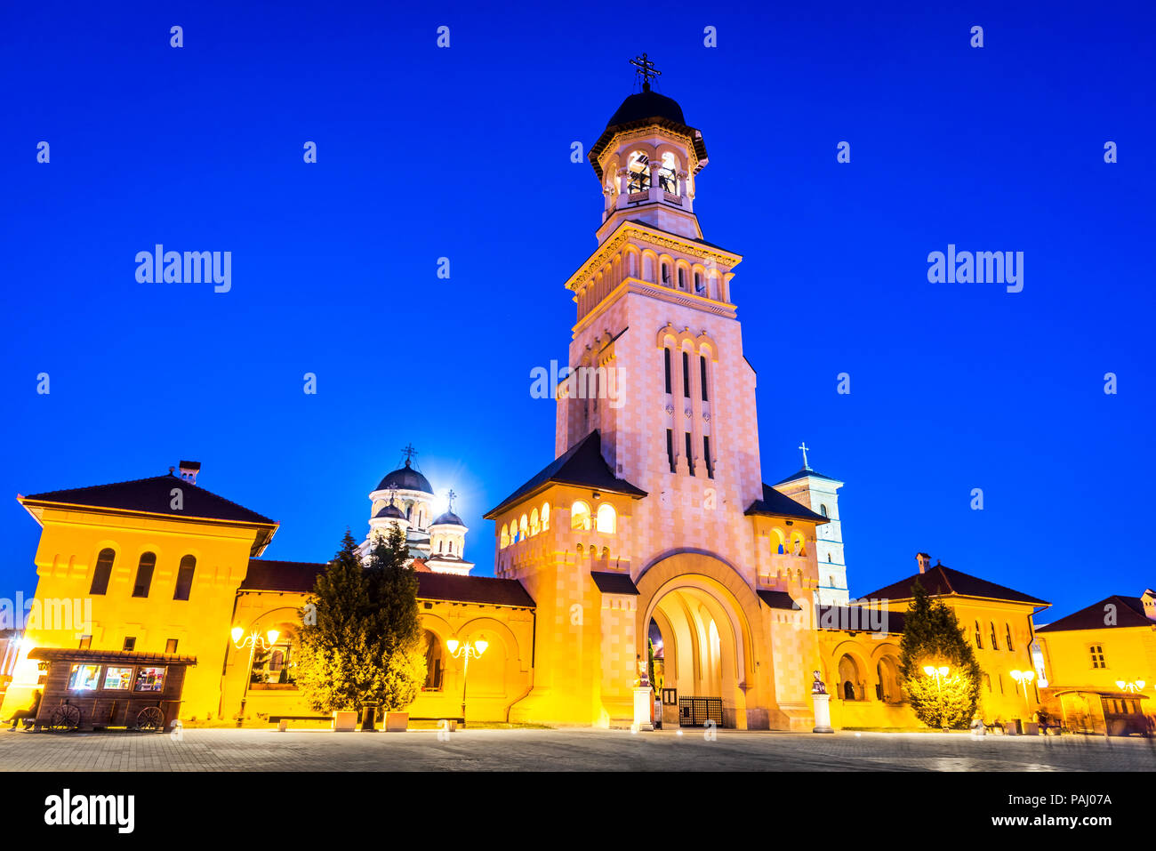 Alba Iulia, cathédrale orthodoxe de couronnement en la ville d'Alba, en Transylvanie, Roumanie. Banque D'Images