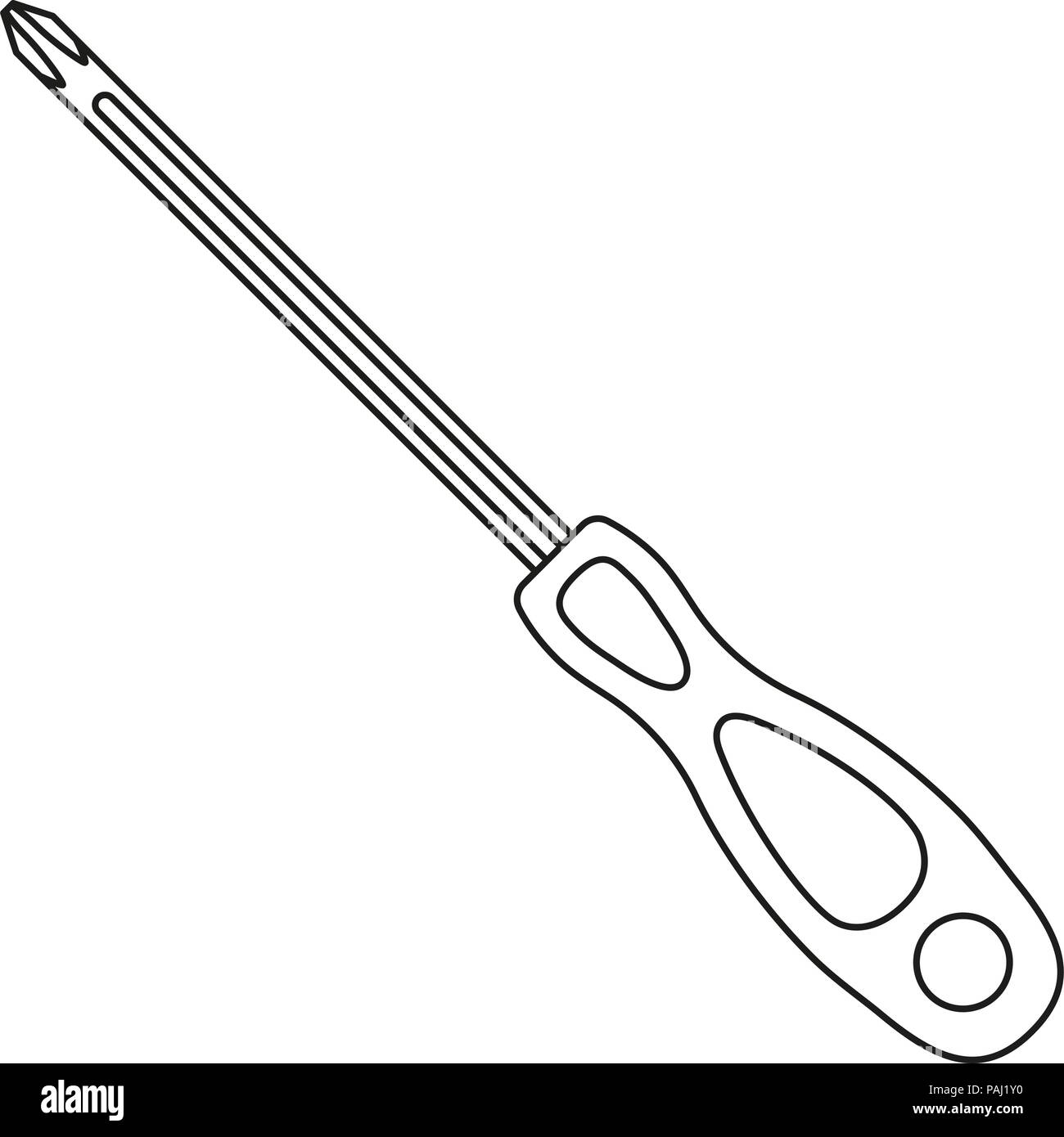 Les dessins au trait noir et blanc un tournevis cruciforme Illustration de Vecteur