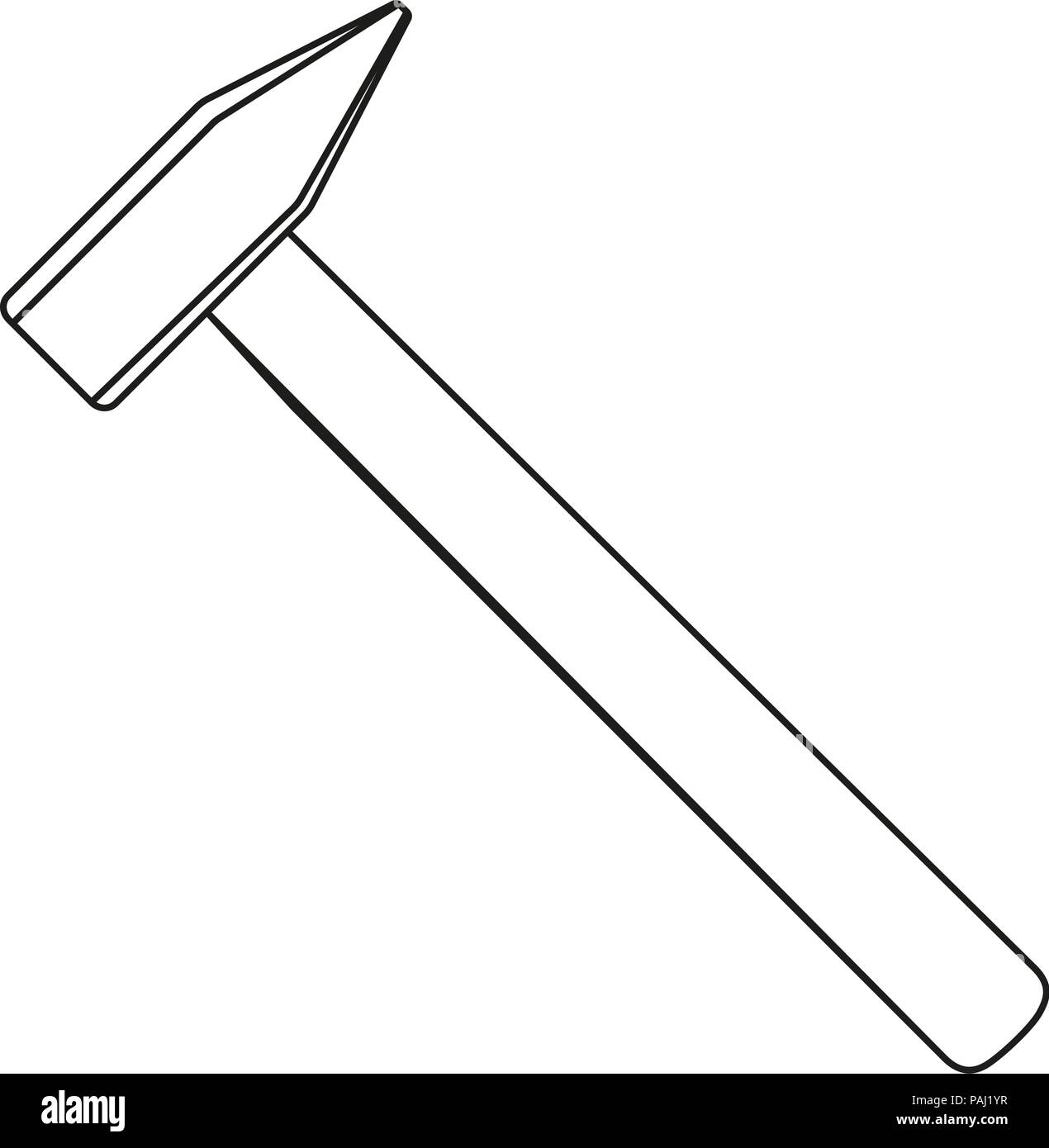 Les dessins au trait noir et blanc simple marteau Illustration de Vecteur