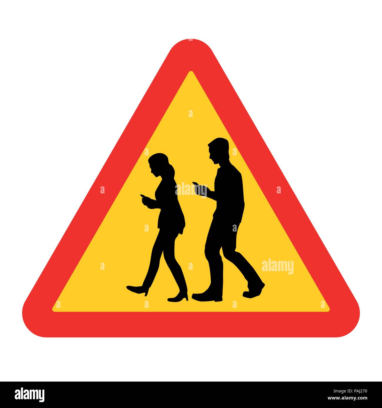Côté Route de personnes dans la rue avec des téléphones cellulaires - vector design iconique. Illustration de Vecteur
