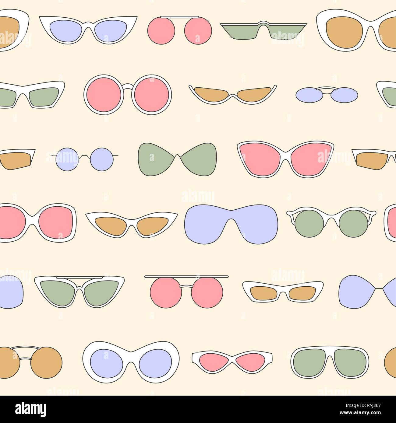Modèle linéaire sans lunettes, lunettes à la mode divers fond répétitif Illustration de Vecteur