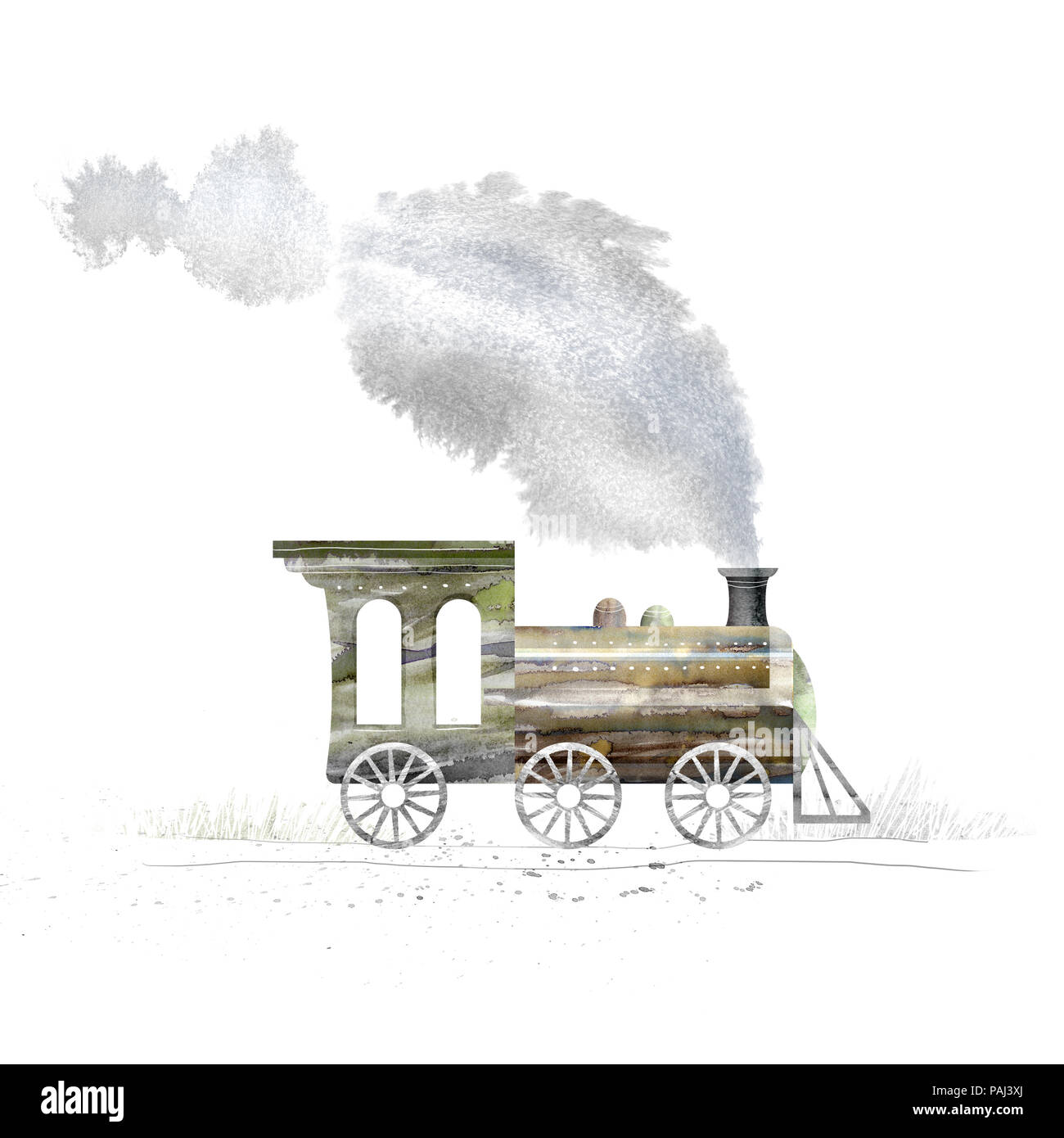 Train à vapeur illustrée Banque D'Images
