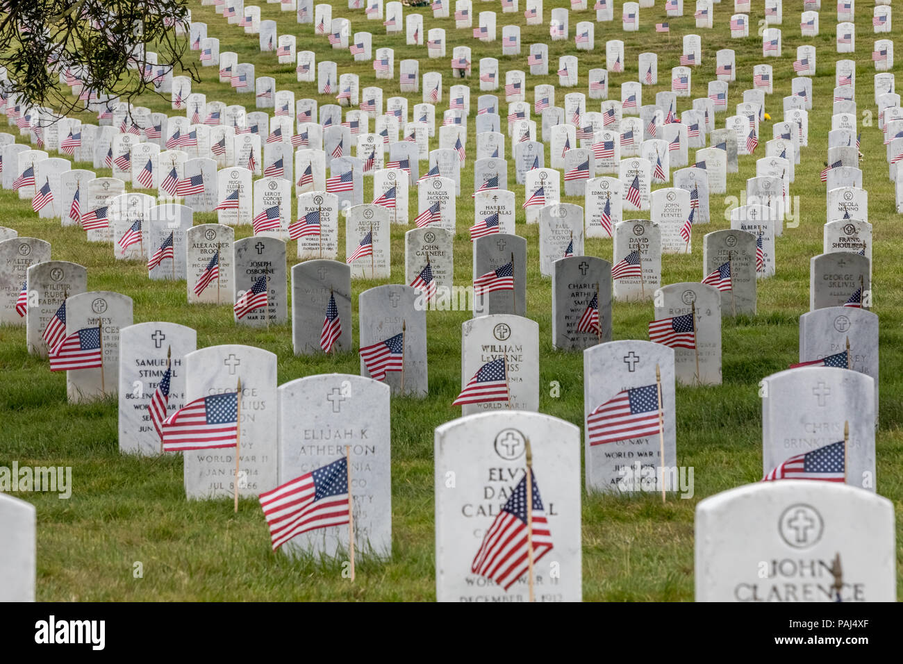 Au cimetière militaire drapeau américain Banque D'Images