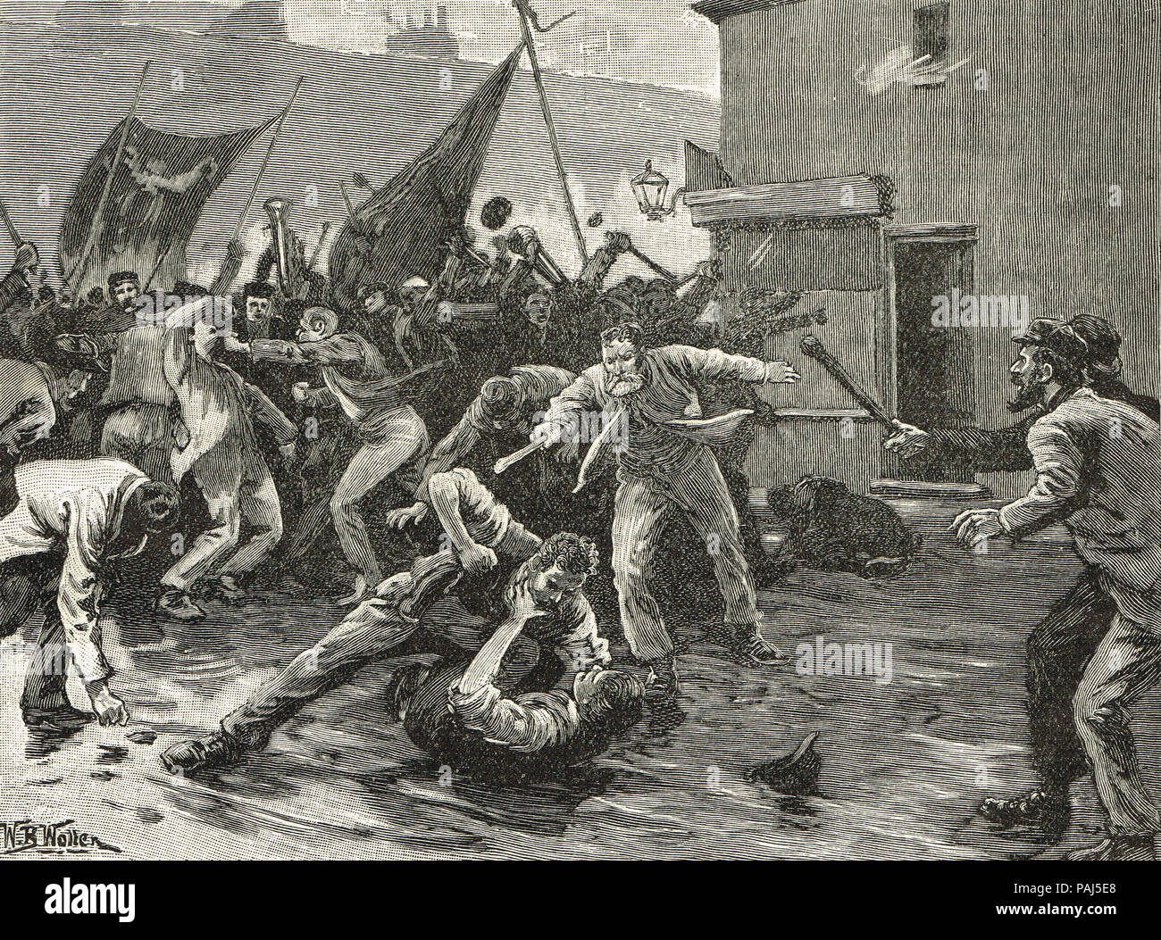 Des émeutes à Belfast, en juillet 1886, la violence sectaire au cours des élections de 1886, après la défaite de l'Irish Home Rule bill Banque D'Images