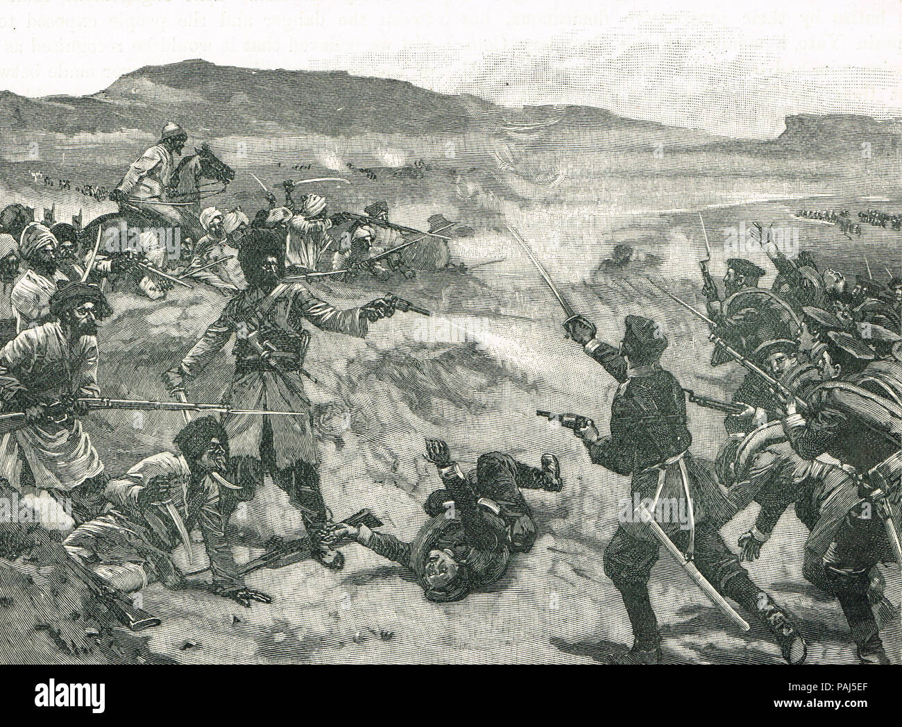 Rencontre russe avec les Afghans, Pul-i-Khishty alias pont de briques, l'Panjdeh incident, 30 mars 1885 Banque D'Images