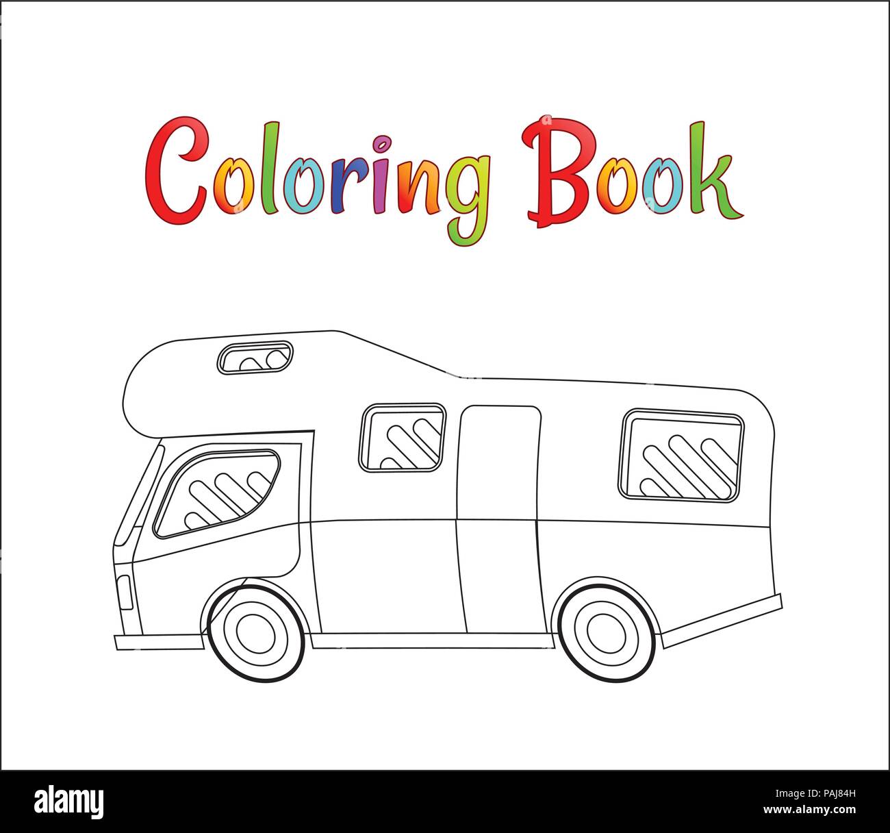 Camping car vector concept, des pages à colorier pour les enfants illustration vecteur EPS 10. Illustration de Vecteur