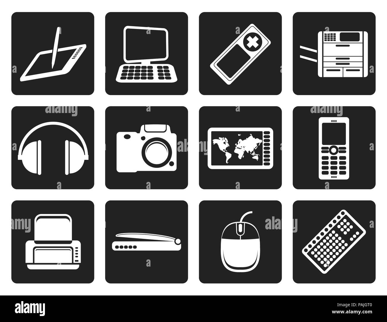 Hi-tech noir équipement technique icônes - vector icon set 3 Illustration de Vecteur