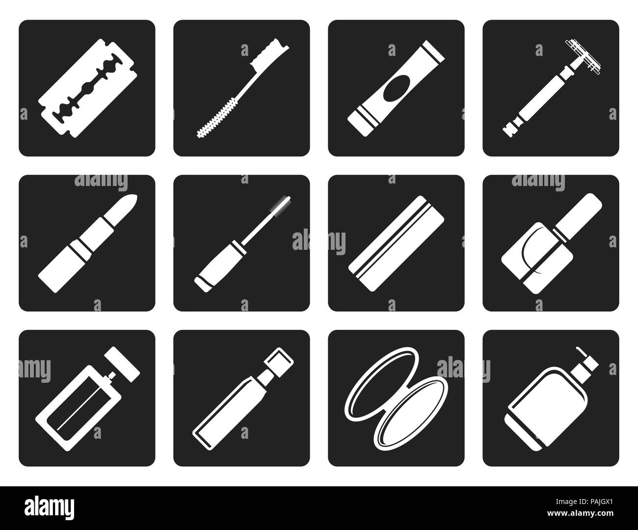 Black Make-up jeu d'icônes, icônes de beauté et de santé Illustration de Vecteur