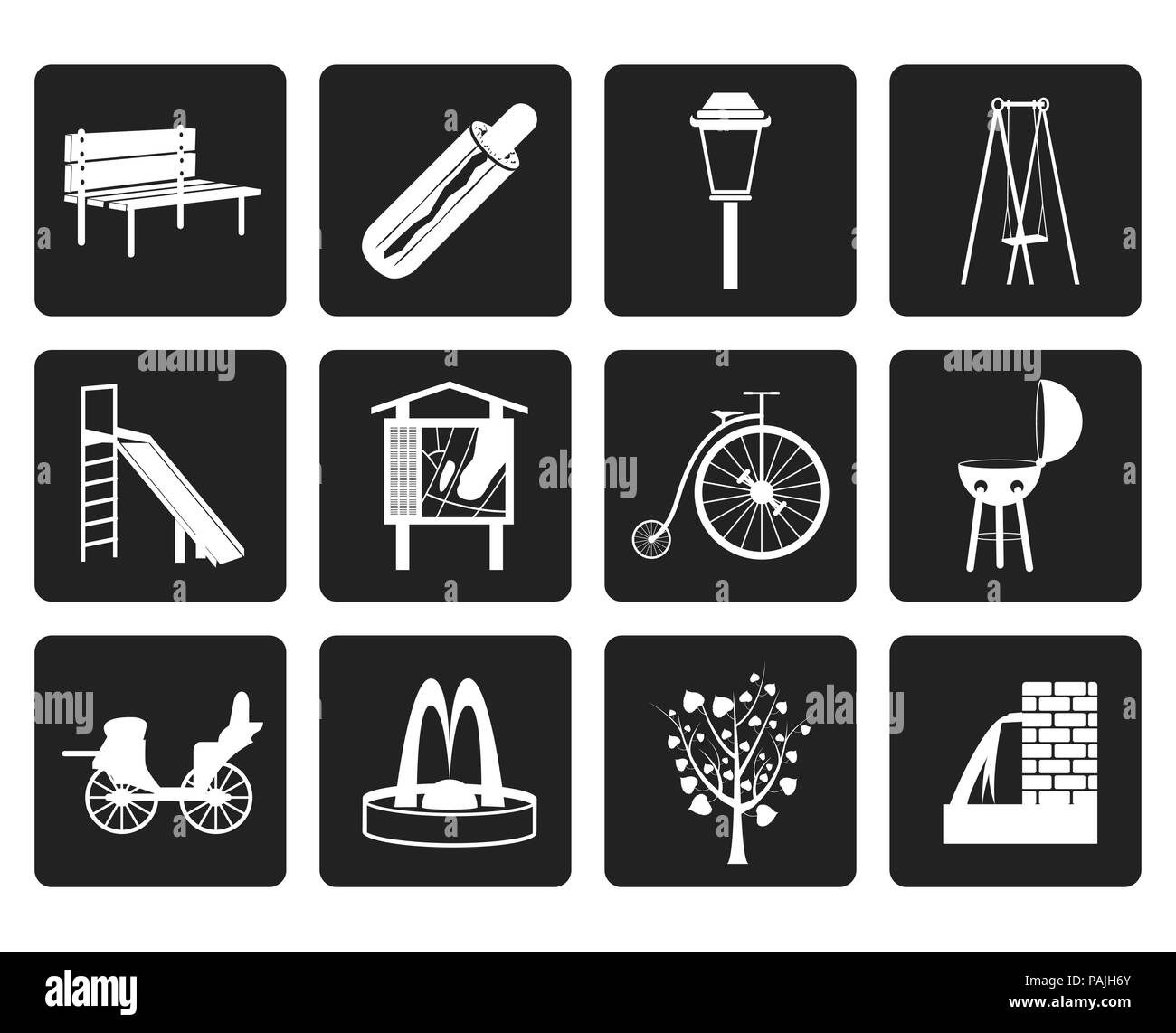 Parc noir et l'icône des objets signes - vector icon set Illustration de Vecteur